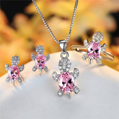 Fashion Oval Zircon Pendant Turtle Shape Necklaces With Rainbow Stone Multicolor Animal Necklace Jewelry For Woman And Children - My Shop