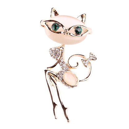 Cat Silver Brooches Rhinestone Jewelry - Paw and Claw Jewelry