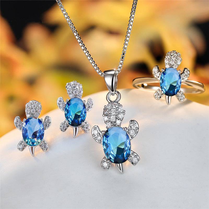 Fashion Oval Zircon Pendant Turtle Shape Necklaces With Rainbow Stone Multicolor Animal Necklace Jewelry For Woman And Children - My Shop