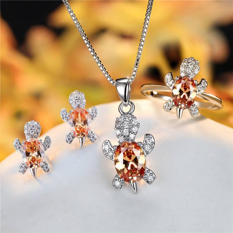 Fashion Oval Zircon Pendant Turtle Shape Necklaces With Rainbow Stone Multicolor Animal Necklace Jewelry For Woman And Children - My Shop