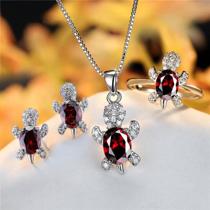 Fashion Oval Zircon Pendant Turtle Shape Necklaces With Rainbow Stone Multicolor Animal Necklace Jewelry For Woman And Children - My Shop