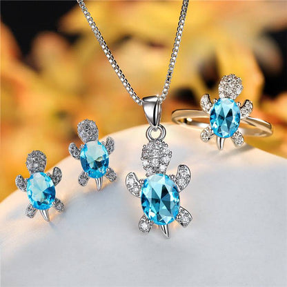 Fashion Oval Zircon Pendant Turtle Shape Necklaces With Rainbow Stone Multicolor Animal Necklace Jewelry For Woman And Children - My Shop