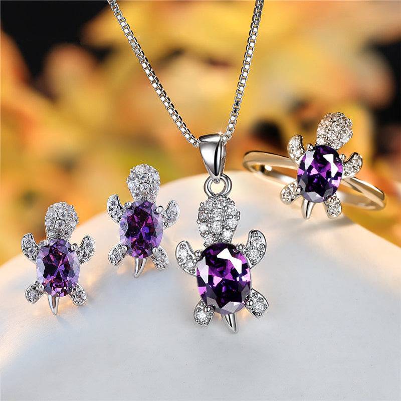 Fashion Oval Zircon Pendant Turtle Shape Necklaces With Rainbow Stone Multicolor Animal Necklace Jewelry For Woman And Children - My Shop