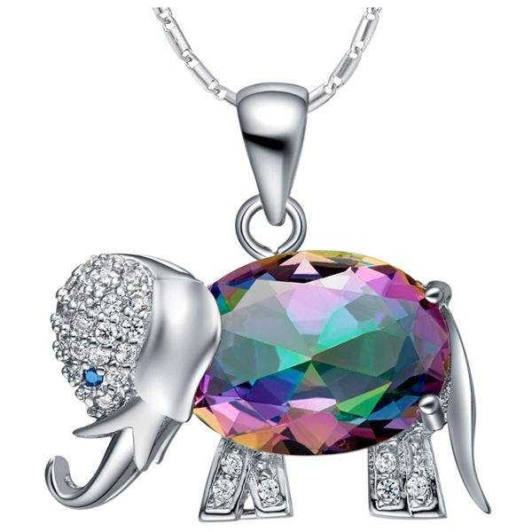 A necklace with a colorful elephant pendant