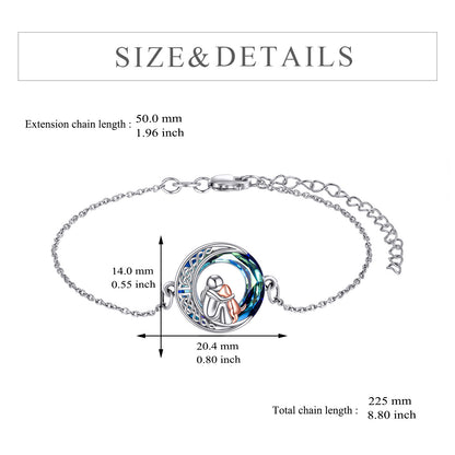 A diagram showing the dimensions of the silver dog bracelet